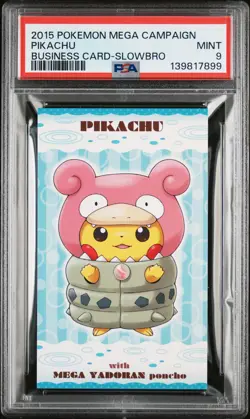 2015 POKEMON JPN STRONG CUTE PIKACHU MEGA CAMPAIGN BUSINESS CARDS PIKACHU PSA 9 - Image 1