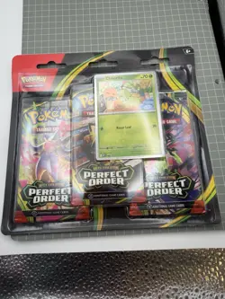 Pokemon TCG, Mega Evolution 2 PK Blister And 3 Pk Blister Chikorita Per. Order - Image 3