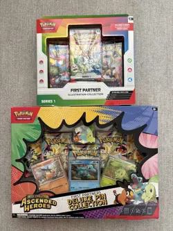 Pokemon Ascended Heroes Deluxe Pin Collection & First Partner Lot of 2 - Image 1