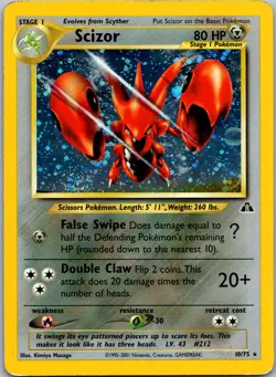 Scizor (10) #10/75 Holo Rare Swirl Neo Discovery Pokemon HP/DMG - Image 1