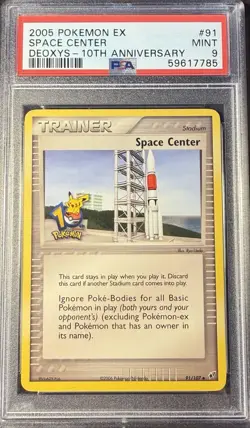 2006 Pokemon EX Deoxys 91 Space Center 10th Anniversary PSA 9 Mint - Image 1