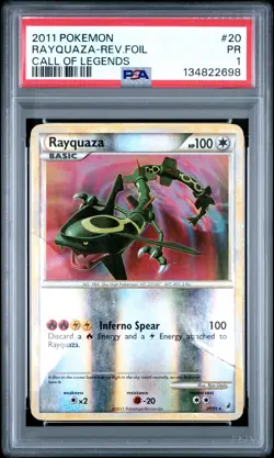 2011 POKEMON CALL OF LEGENDS #20 RAYQUAZA-REVERSE FOIL PSA 1 - Image 1