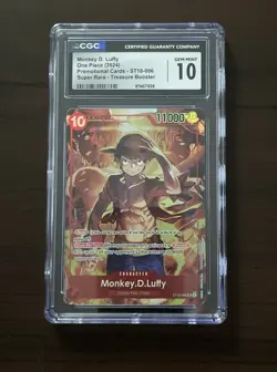 Monkey D Luffy One Piece CCG Treasure Booster Super Rare Promo ST10-006 CGC 10 - Image 1