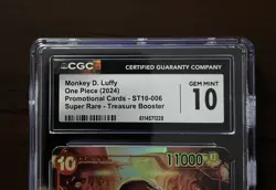 Monkey D Luffy One Piece CCG Treasure Booster Super Rare Promo ST10-006 CGC 10 - Image 3