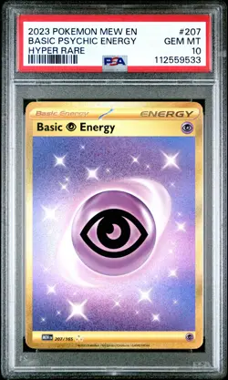 2023 POKEMON MEW EN-151 HYPER RARE #207 BASIC PSYCHIC ENERGY PSA 10 - Image 1