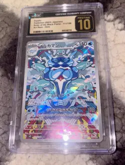 CGC Pristine 10 Palafin 111/108 AR Art Rare Ruler of the Black Flame sv3 Pokemon - Image 1