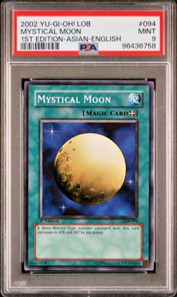2002 YuGiOh Mystical Moon LOB-094 1st Ed LegendBlueEyesWhiteDragon AE PSA 9 Low - Image 1