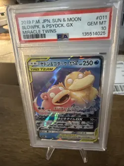PSA 10 Slowpk ＆ Psyduck GX 011/094 2019 GX Miracle Twins Pokemon Card Japanese - Image 1