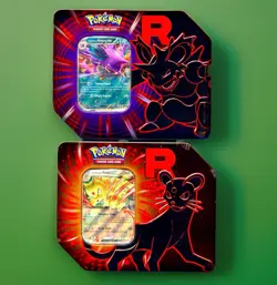 Pokemon Destined Rivals Team Rocket Tins Set Of 2 (Persian, Nidoking) NEW INHAND - Image 1