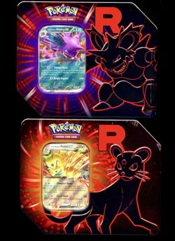 Pokemon Destined Rivals Team Rocket Tins Set Of 2 (Persian, Nidoking) NEW INHAND - Image 2