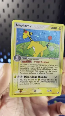 Pokemon TCG Ampharos EX Unseen Forces 1/115 Holo Holo Rare 2005 Nintendo NM+ - Image 2