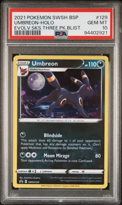 Umbreon Holo 129/203 Evolving Skies Three Pack Blisters Pokemon PSA 10 Low Pop - Image 1