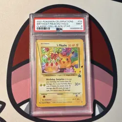 Pokemon TCG - Birthday Pikachu 24/53 Celebrations Holo Black Star PSA - Image 1