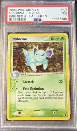 2004 Pokemon EX FireRed & LeafGreen 40 Nidorina Reverse PSA 7 NM - Image 1