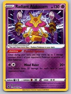 Radiant Alakazam 059/195 Radiant Rare Silver Tempest Pokemon Near Mint - Image 1