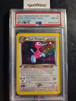 First Edition 2002 Pokemon Neo Destiny 8/105 Dark Porygon 2 Holo PSA NM-MT 8 - Image 1