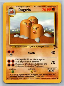 Dugtrio - Pokemon Base Set 2 023/130 Rare LP - Image 1