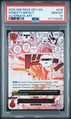 2025 ONE PIECE OP11-A FIST OF DIVINE SPEED ALTERNATE ART HONESTY IMPACT PSA 10 - Image 1