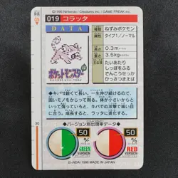 Pokemon Card Rattata 019 Bandai Carddass 1996 Made in Japan Green F8379 - Image 3