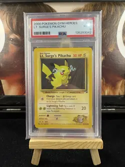 Pokemon TCG - PSA 9 Gym Heroes Lt Surges Pikachu 81/132 - Vintage Card 2000 - Image 1