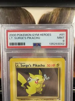 Pokemon TCG - PSA 9 Gym Heroes Lt Surges Pikachu 81/132 - Vintage Card 2000 - Image 2