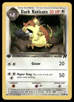 Pokemon Cards Dark Raticate 51/82 1st Edition Team Rocket WOTC Common NM - Image 1