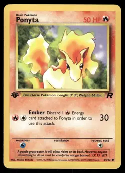 Pokemon Cards Ponyta 64/82 1st Edition Team Rocket WOTC Common NM - Image 1
