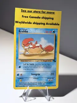 Krabby 51/62 Common Fossil Unlimited Pokemon TCG Card 1999 Vintage VLP - Image 1