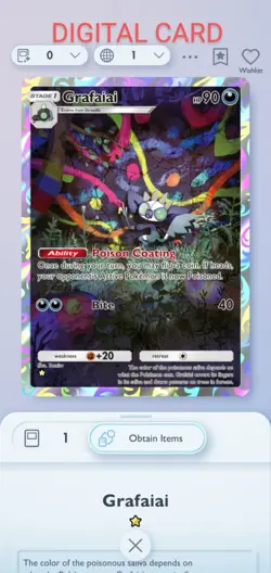 Pokemon Pocket Mobile Game Shining Revelry Set Grafaiai ☆Rare Digital Trade Card - Image 1