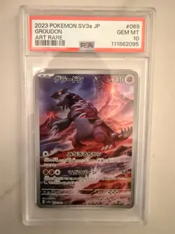 Pokemon Groudon SV3a Raging Surf 069/062 Art Rare Holo PSA 10 Japanese 2023 - Image 1