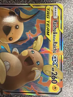 Pokemon TCG Unified Minds Raichu & Alolan Raichu GX 54/236 Tag Team - Image 5