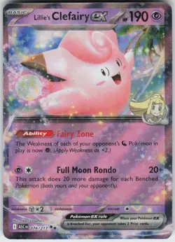 LILLIE'S CLEFAIRY EX 076/217 ASCENDED HEROES POKEMON DOUBLE RARE NM/M - Image 1