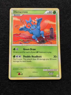 Pokemon TCG Heracross Heartgold Soulsilver 43/123 Regular Uncommon LP - Image 1