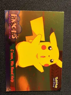1999 Pokemon Topps Pikachu's Vacation C'mon, We Need Help silver Holo Foil #53 - Image 2