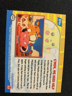 1999 Pokemon Topps Pikachu's Vacation C'mon, We Need Help silver Holo Foil #53 - Image 3