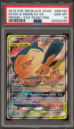 Pokemon Eevee & Snorlax GX Tag Team Tins Full Art Promo SM169 PSA 10 Gem Mint - Image 1
