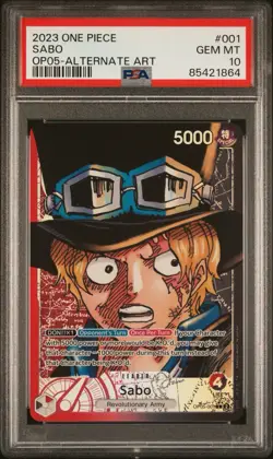 Bandai 2023 One Piece CCG Sabo Leader OP05-001 Alternate Art Foil PSA 10 - Image 1