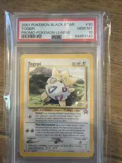 2001 Pokemon Black Star Togepi 30/53 Wotc Promo Pokemon League PSA 10 - Image 1