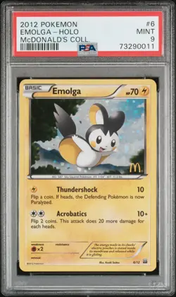 2012 Pokemon Black & White McDonald's Collection Emolga Holo Foil #6 PSA 9 - Image 1