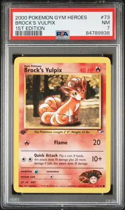 2000 POKEMON GYM HEROES 1ST ED #73 BROCK'S VULPIX PSA 7 - Image 1