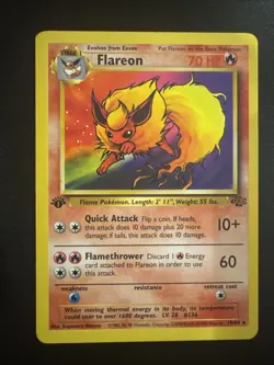 Pokemon TCG Flareon Jungle 19/64 1st Edition Rare - Image 1