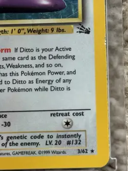 Ditto - 3/62 - Pokemon Fossil 1st Edition Holo Rare Card WOTC Vintage LP/MP - Image 5