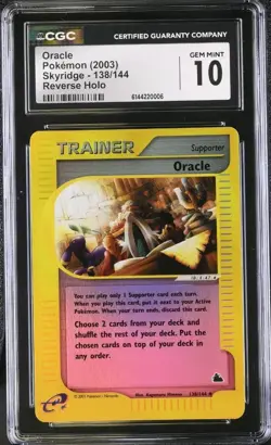 Oracle 138/144 Reverse Holo Skyridge 2003 Pokemon Card CGC 10 GEM MINT - Image 1