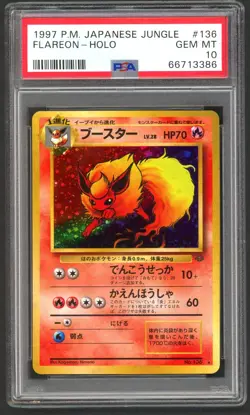 Pokemon Cards - PSA 10 Flareon 136 - JPN Jungle Holo - GEM MT - PSA10 - Image 1
