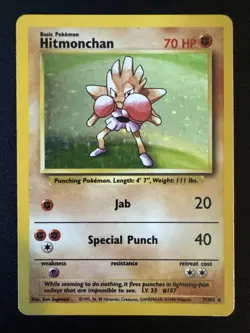 Hitmonchan 7/102- Base Set WOTC Rare Holo Pokemon TCG Card - Image 1