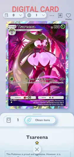 Pokemon Pocket Mobile Game Celestial Guardians Set Tsareena ☆ Rare Digital Trade - Image 1