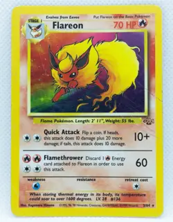 FLAREON 3/64 Holo Rare Jungle Set Unlimited 1999 - Pokemon Card WOTC - Image 1