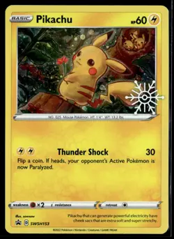 Pikachu SWSH153 Holo Holiday Calendar Snowflake Promo English Pokemon Card (MP) - Image 1