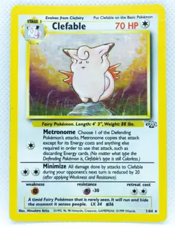 CLEFABLE 1/64 Holo Rare Jungle Set Unlimited 1999 - Pokemon Card WOTC - Image 1