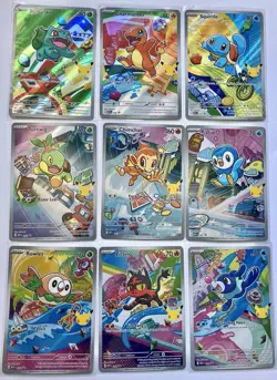 Pokemon Full Set of 9 First Partner Series 1 Illustration Collection English NM - Image 1